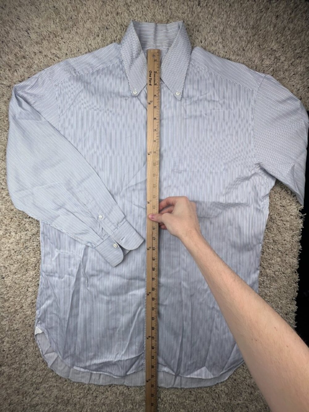 Ermenegildo Zegna Su Misura Button Up Shirt Striped Blue Gold Portofino Comfort - Picture 3 of 11